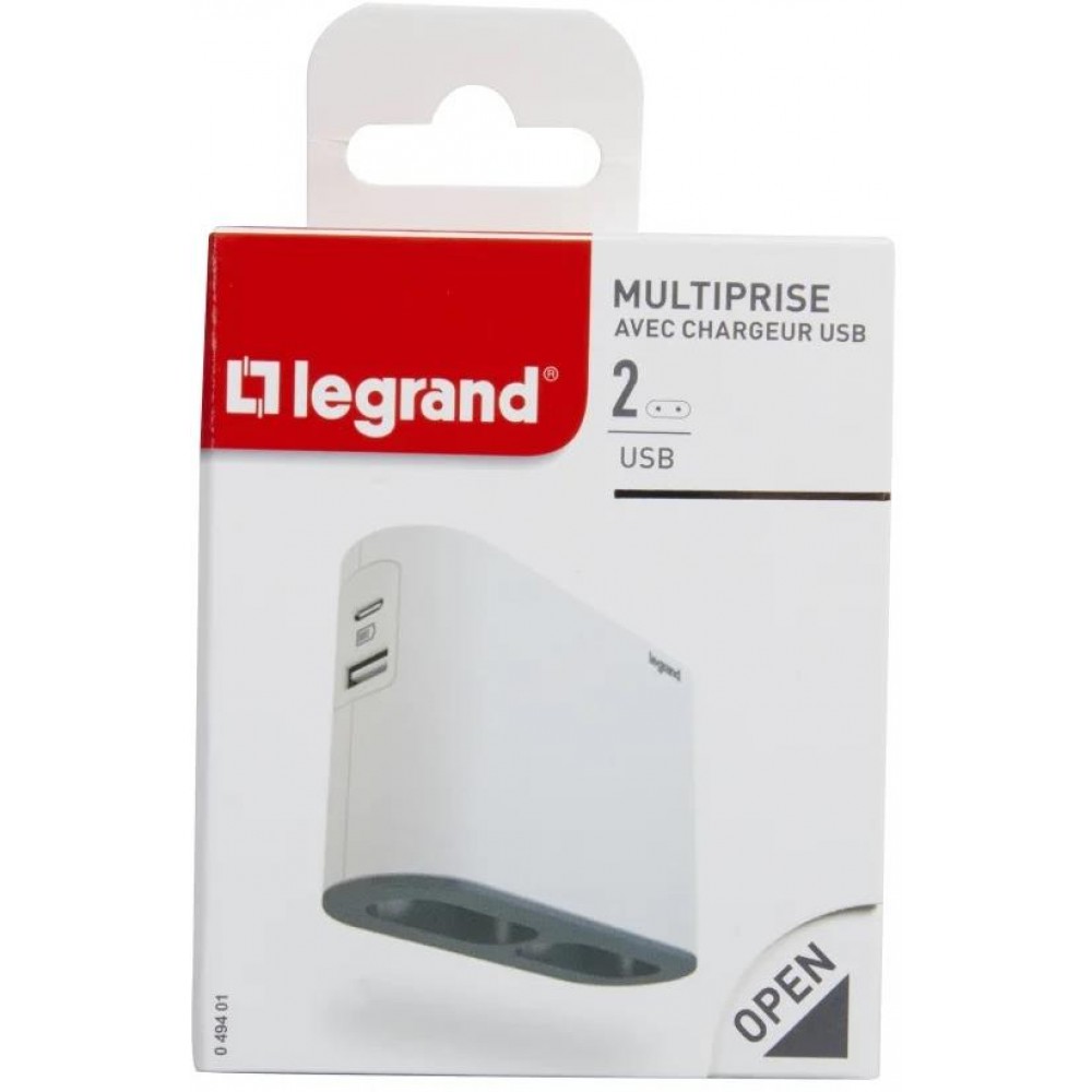 Адаптер за контакт плосък 2х Евро контакт 6A и USB A+C 49401 Legrand