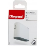 Адаптер за контакт плосък 2х Евро контакт 6A и USB A+C 49401 Legrand