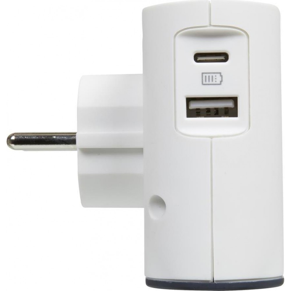 Адаптер за контакт плосък 2х Евро контакт 6A и USB A+C 49401 Legrand