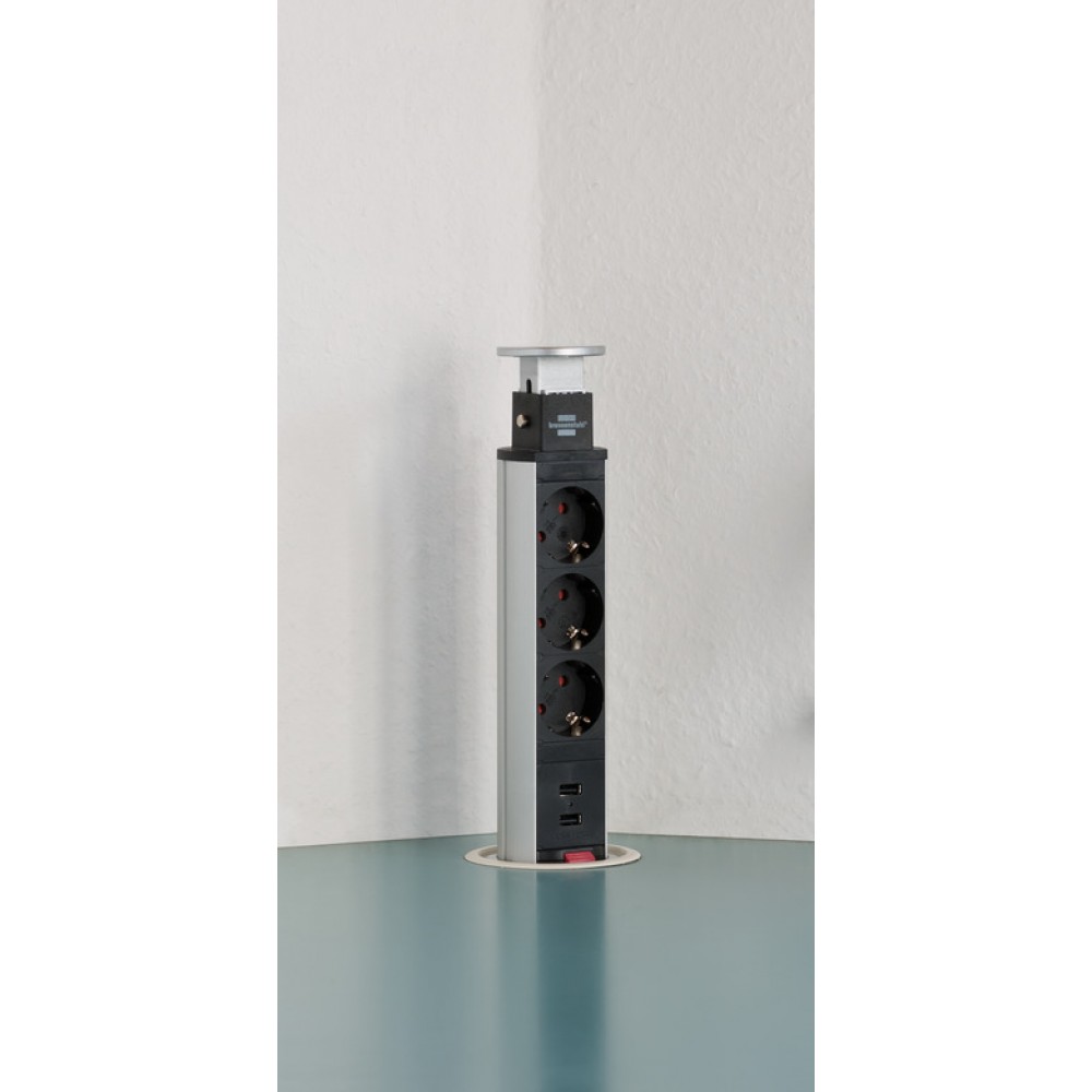 Разклонител за плот 3ка 2хUSB 2м. H05VV-F 3х1,5 Tower Power 1396200013