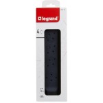 Разклонител 4ка без кабел с ключ черен Legrand 694545